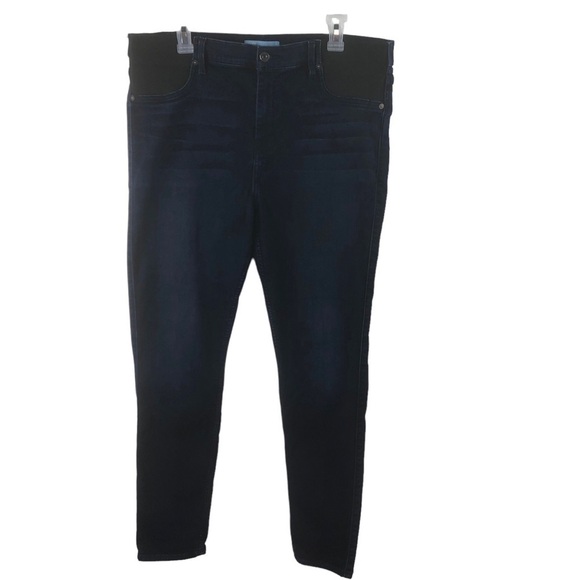 7 For All Mankind B(air)Denim Maternity Skinny Jeans Sz 32 Dark Wash Stretch - Picture 2 of 9